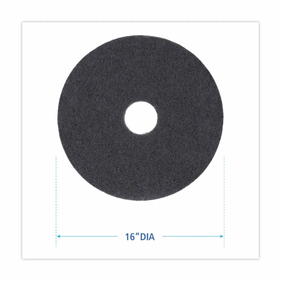 Boardwalk Stripping Floor Pads, 16" Diameter, Black, 5/Carton