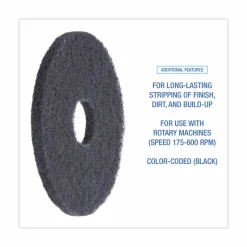 Boardwalk Stripping Floor Pads, 13" Diameter, Black, 5/Carton