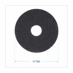 Boardwalk Stripping Floor Pads, 13" Diameter, Black, 5/Carton