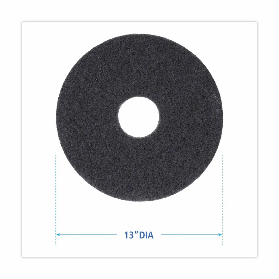 Boardwalk Stripping Floor Pads, 13" Diameter, Black, 5/Carton