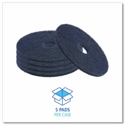 Boardwalk Stripping Floor Pads, 14" Diameter, Black, 5/Carton