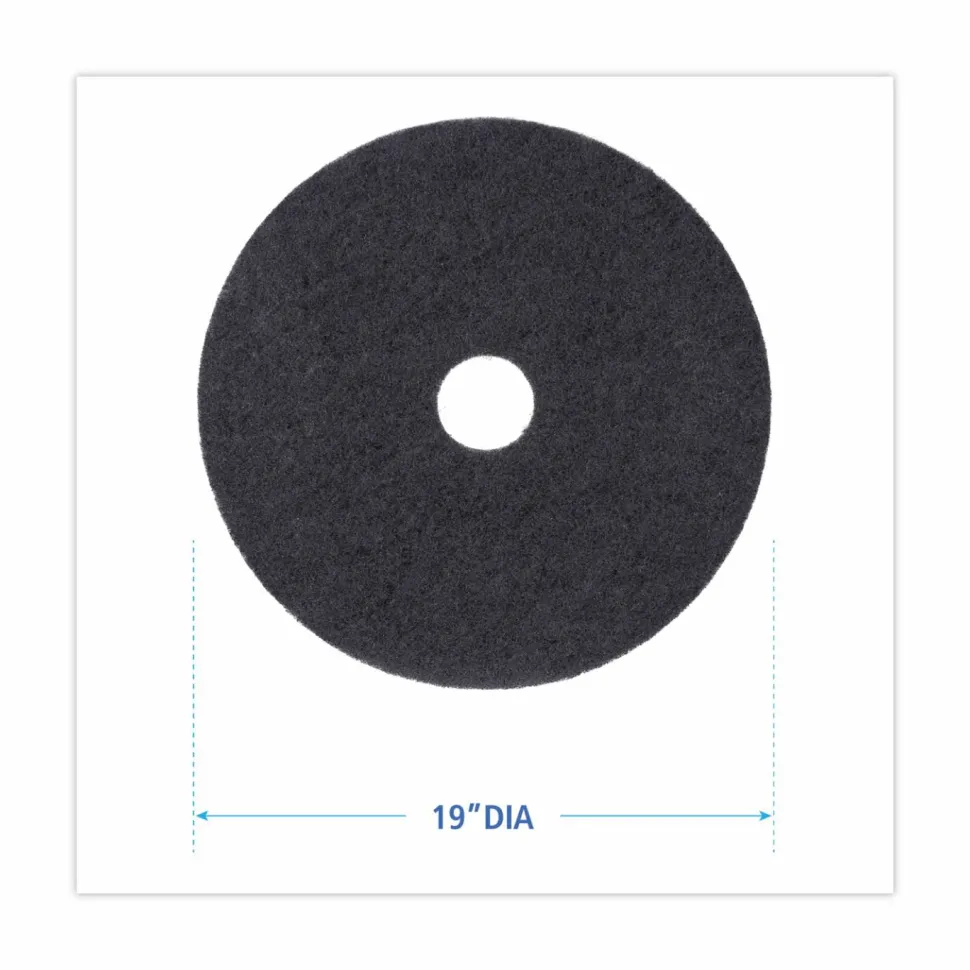 Boardwalk Stripping Floor Pads, 19" Diameter, Black, 5/Carton