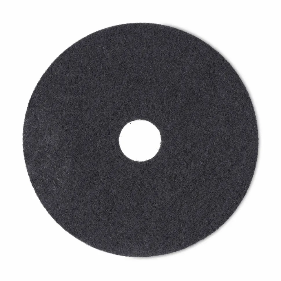 Boardwalk Stripping Floor Pads, 18" Diameter, Black, 5/Carton