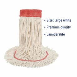Boardwalk Super Loop Wet Mop Head, Cotton/Synthetic Fiber, 5" Headband, Large Size, White