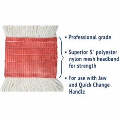 Boardwalk Super Loop Wet Mop Head, Cotton/Synthetic Fiber, 5" Headband, Large Size, White