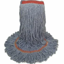 Boardwalk Super Loop Wet Mop Head, Cotton/Synthetic Fiber, 1" Headband, Large Size, Blue, 12/Carton