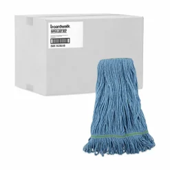 Boardwalk Super Loop Wet Mop Head, Cotton/Synthetic Fiber, 1" Headband, Medium Size, Blue, 12/Carton