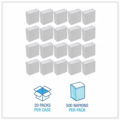 Boardwalk Tall Fold Dispenser Napkin, 12 x 7, White, 500/Pack, 20 Packs/Carton