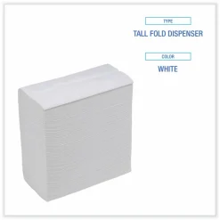 Boardwalk Tall Fold Dispenser Napkin, 12 x 7, White, 500/Pack, 20 Packs/Carton