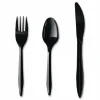 Boardwalk Three-Piece Polypropylene Cutlery Kit, Mediumweight, Fork/Knife/Spoon, Plastic, Black, 250/Carton