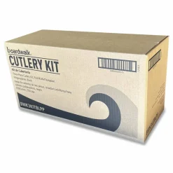Boardwalk Three-Piece Polypropylene Cutlery Kit, Mediumweight, Fork/Knife/Spoon, Plastic, Black, 250/Carton