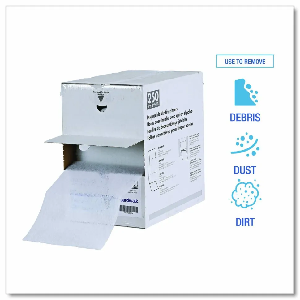 Boardwalk TrapEze Disposable Dusting Sheets, 8" x 125 ft, White, 250 Sheets/Roll