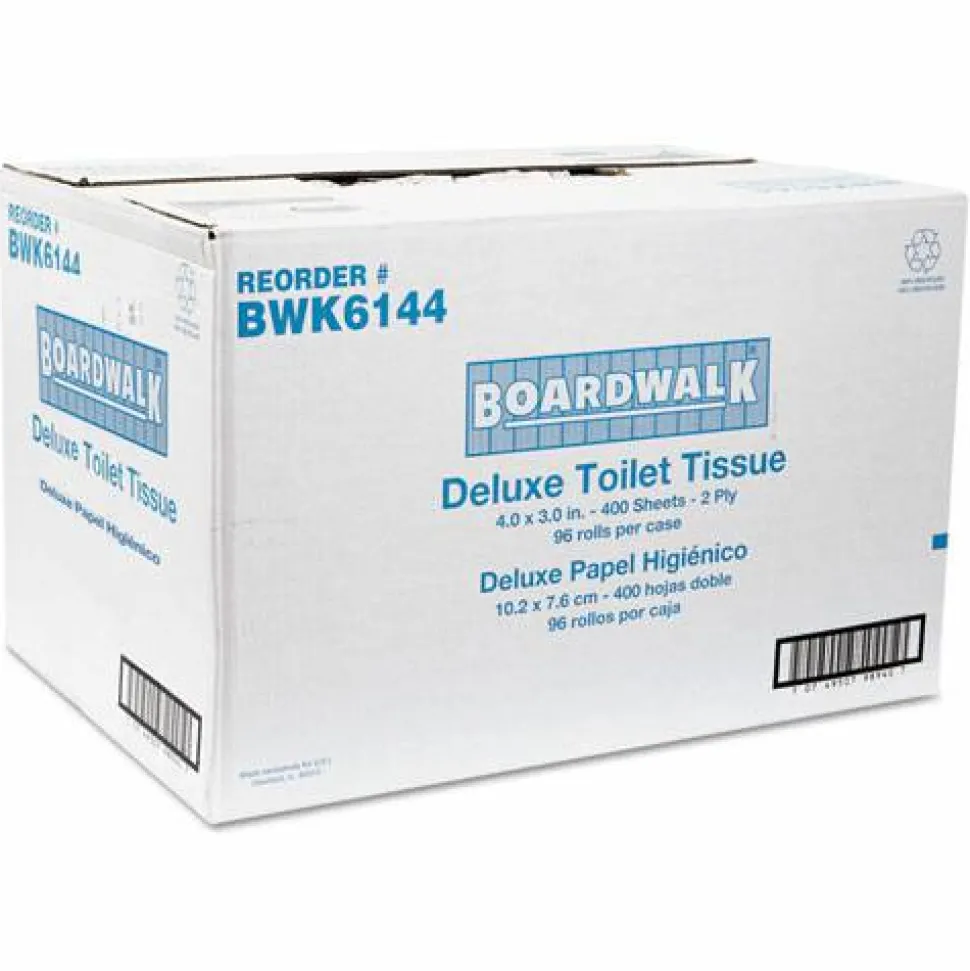 Boardwalk Two-Ply Toilet Tissue, Septic Safe, White, 400 Sheets/Roll, 96 Rolls/Carton
