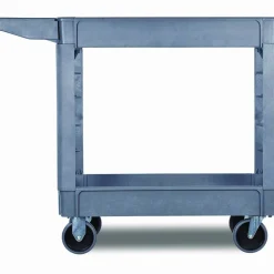 Boardwalk Two-Shelf Utility Cart, Plastic, 2 Shelves, 500 lb Capacity, 17.25" x 40" x 33.5", Gray