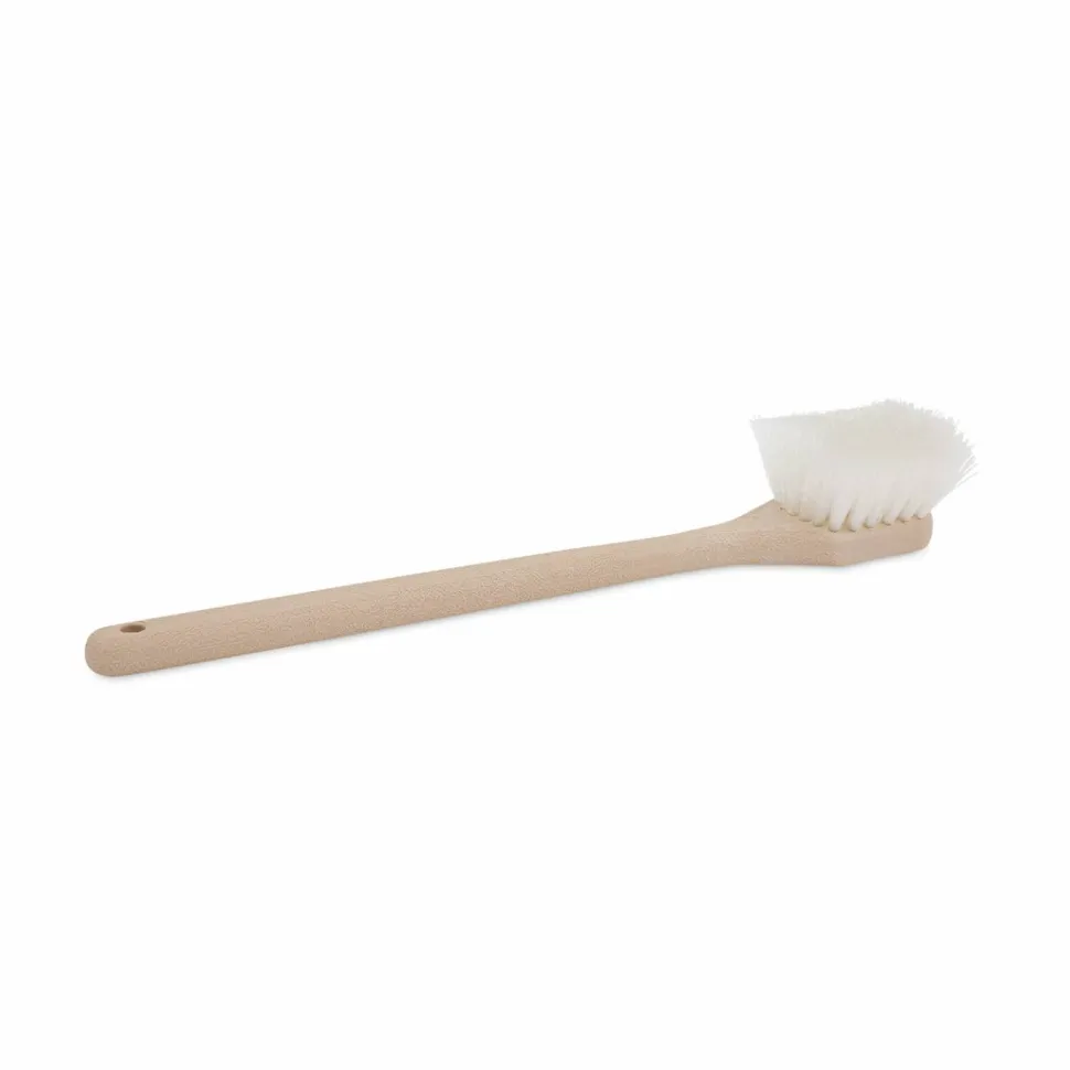Boardwalk Utility Brush, Cream Nylon Bristles, 5.5" Brush, 14.5" Tan Plastic Handle