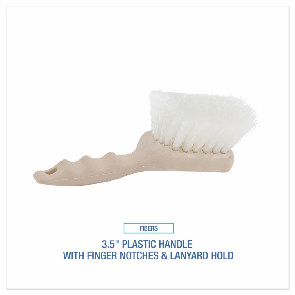 Boardwalk Utility Brush, Cream Nylon Bristles, 5.5" Brush, 3.5" Tan Plastic Handle