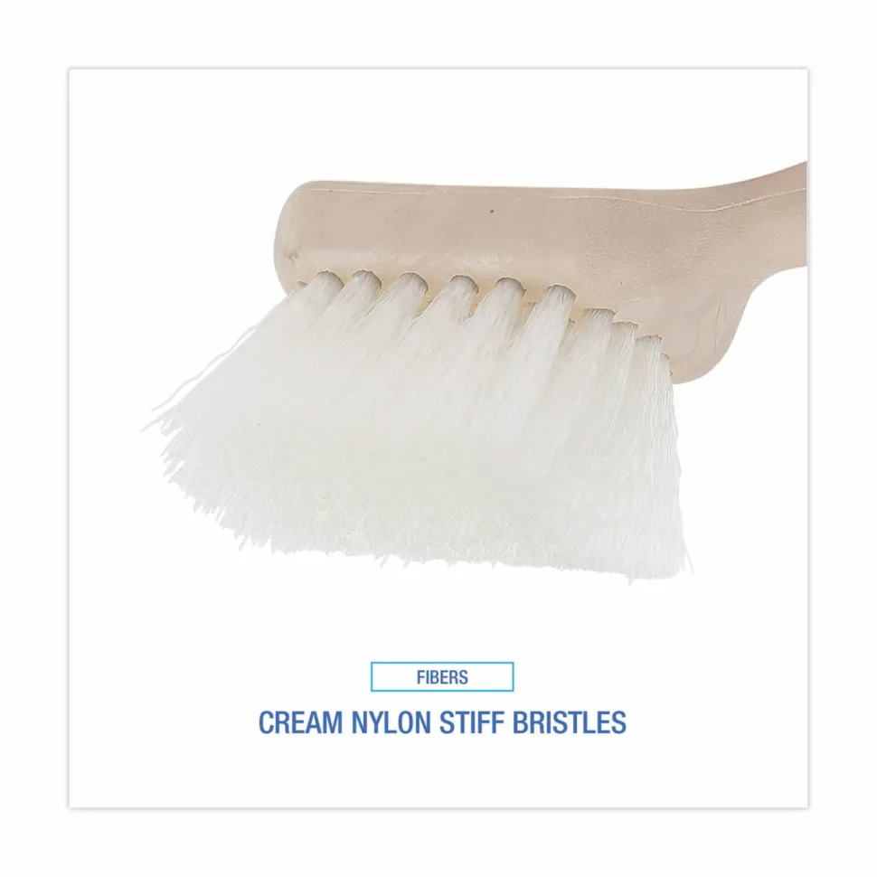 Boardwalk Utility Brush, Cream Nylon Bristles, 5.5" Brush, 3.5" Tan Plastic Handle