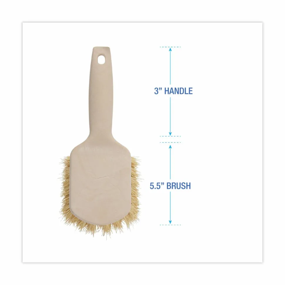 Boardwalk Utility Brush, Cream Tampico Bristles, 5.5" Brush, 3" Tan Plastic Handle