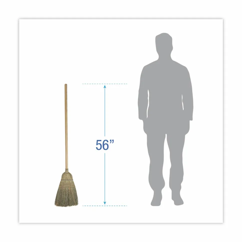 Boardwalk Warehouse Broom, Corn Fiber Bristles, 56" Overall Length, Natural
