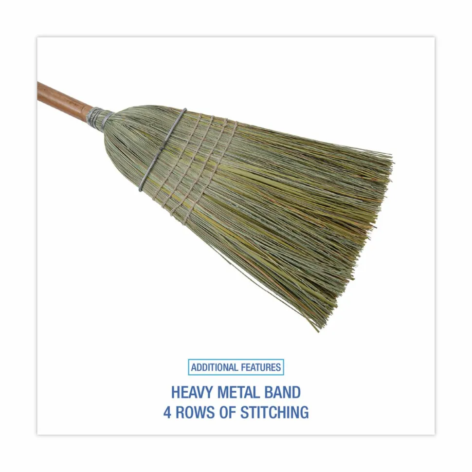 Boardwalk Warehouse Broom, Yucca Corn Fiber Bristles, 56" Overalll Length, Natural, 12/Carton