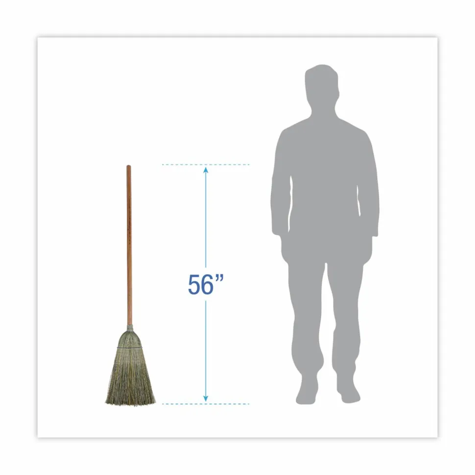 Boardwalk Warehouse Broom, Yucca Corn Fiber Bristles, 56" Overalll Length, Natural, 12/Carton
