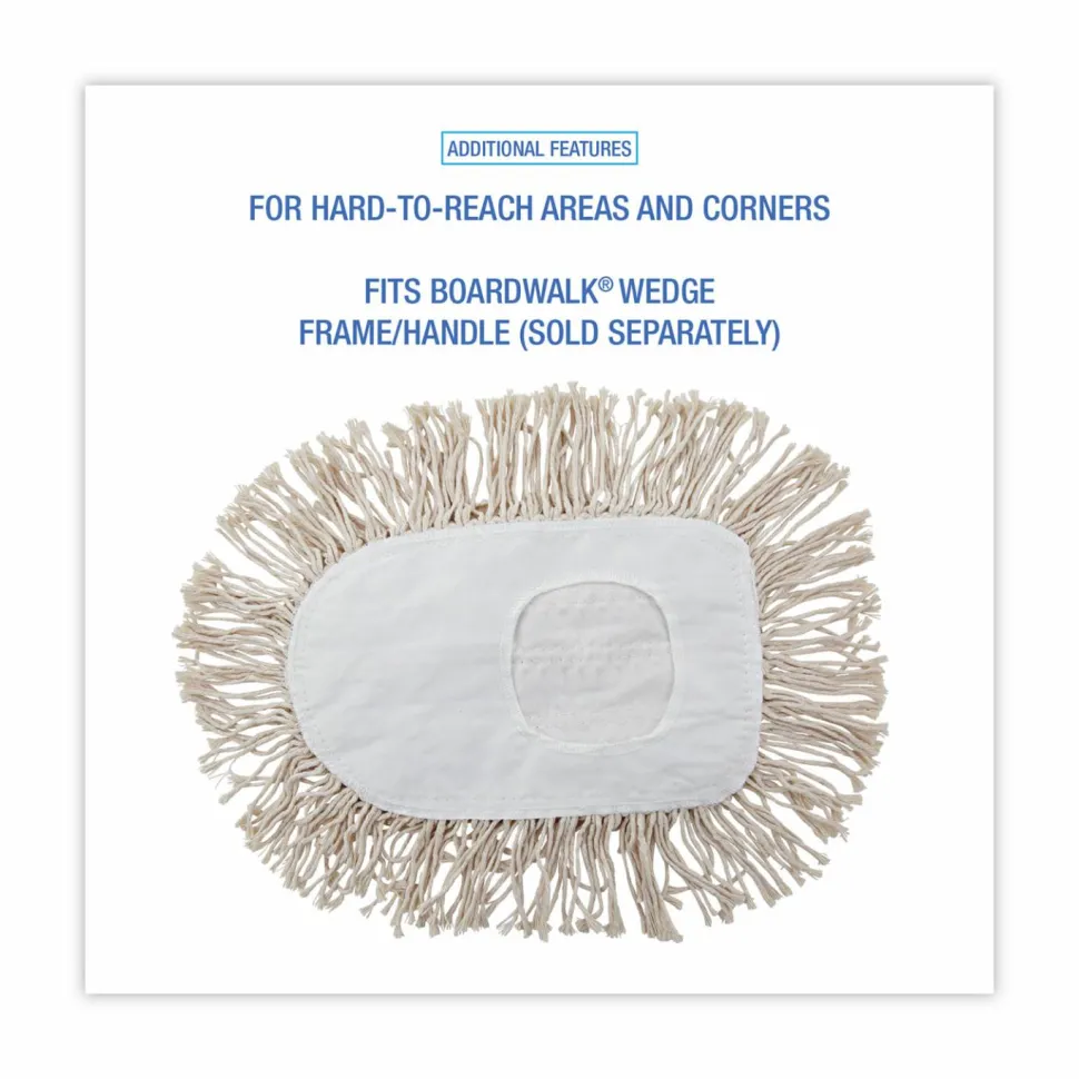 Boardwalk Wedge Dust Mop Head, Cotton, 17.5 x 13.5, White