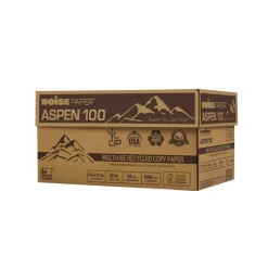 Boise ASPEN 100 Multi-Use Printer & Copy Paper, White, Letter (8.5" x 11"), 5000 Sheets Per Case, 20 Lb, 92 Brightness, 100% Recycled, FSC Certified
