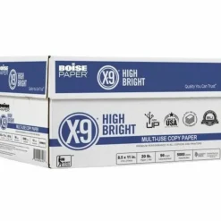 Boise X-9 High Bright Multi-Use Printer & Copy Paper, White, Letter (8.5" x 11"), 5000 Sheets Per Case, 20 Lb, 96 Brightness