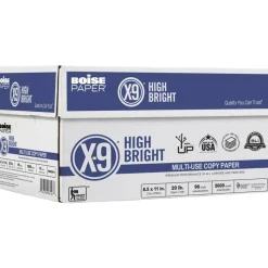 Boise X-9 High Bright Multi-Use Printer & Copy Paper, White, Letter (8.5" x 11"), 5000 Sheets Per Case, 20 Lb, 96 Brightness