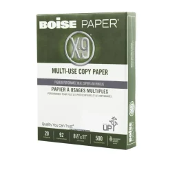 Boise® X-9® 3-Hole Punched Multi-Use Printer & Copy Paper, 10 Reams, White, Letter (8.5" x 11"), 5000 Sheets Per Case, 20 Lb, 92 Brightness