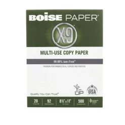 Boise X-9 Multi-Use Printer & Copy Paper, White, Letter (8.5" x 11"), 2500 Sheets Per Case, 20 Lb, 92 Brightness