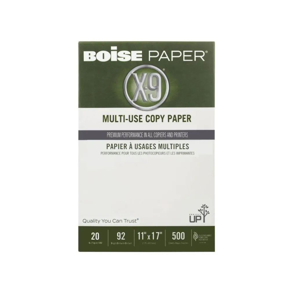 Boise X-9 Multi-Use Printer & Copy Paper, White, Ledger (11" x 17"), 2500 Sheets Per Case, 20 Lb, 92 Brightness