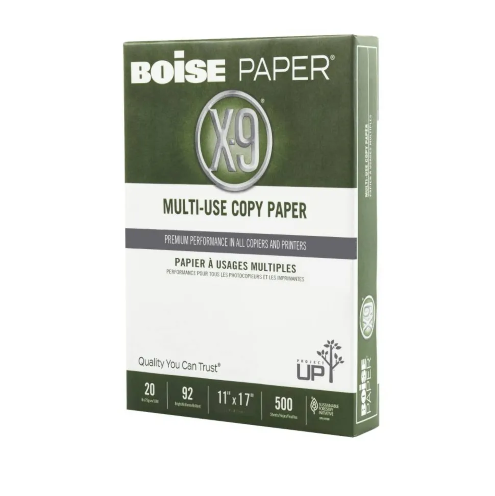 Boise X-9 Multi-Use Printer & Copy Paper, White, Ledger (11" x 17"), 2500 Sheets Per Case, 20 Lb, 92 Brightness