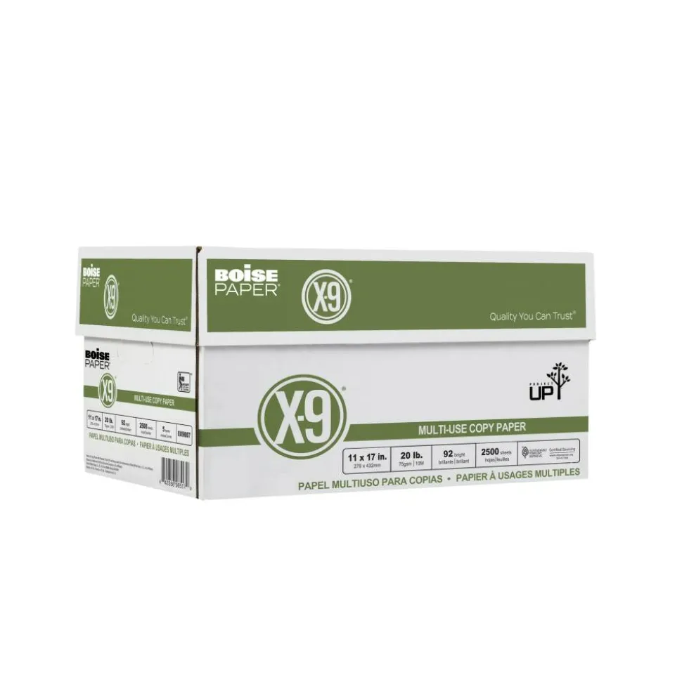 Boise X-9 Multi-Use Printer & Copy Paper, White, Ledger (11" x 17"), 2500 Sheets Per Case, 20 Lb, 92 Brightness
