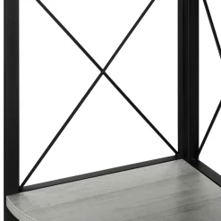 Bookshelf, Bookcase, Etagere, Corner, 4 Tier, 60"H, Office, Bedroom, Grey Laminate, Black Metal, Contemporary, Modern