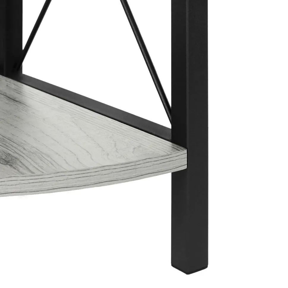 Bookshelf, Bookcase, Etagere, Corner, 4 Tier, 60"H, Office, Bedroom, Grey Laminate, Black Metal, Contemporary, Modern