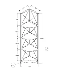Bookshelf, Bookcase, Etagere, Corner, 4 Tier, 60