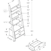 Bookshelf, Bookcase, Etagere, Ladder, 4 Tier, 69"H, Office, Bedroom, Grey And White Laminate, Contemporary, Modern
