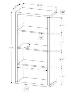 Bookshelf, Bookcase, Etagere, 5 Tier, 48"H, Office, Bedroom, Brown Laminate, Contemporary, Modern