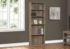 Bookshelf, Bookcase, 6 Tier, 72"H, Office, Bedroom, Brown Laminate, Transitional