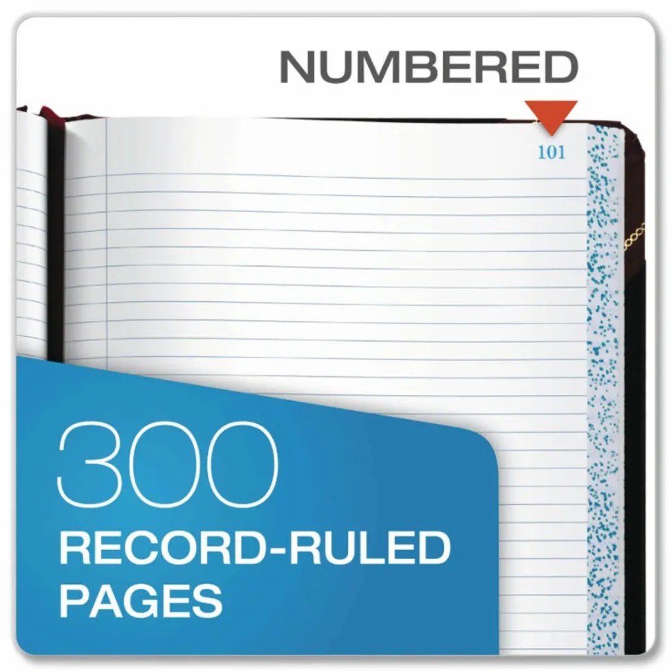 Boorum & Pease Account Book, Record, 7 5/8" x 9 5/8", 300 Pages, Black/Burgundy