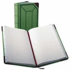 Boorum & Pease Account Record Book, Record-Style Rule, Green/Black/Red Cover, 12.13 x 7.44 Sheets, 500 Sheets/Book