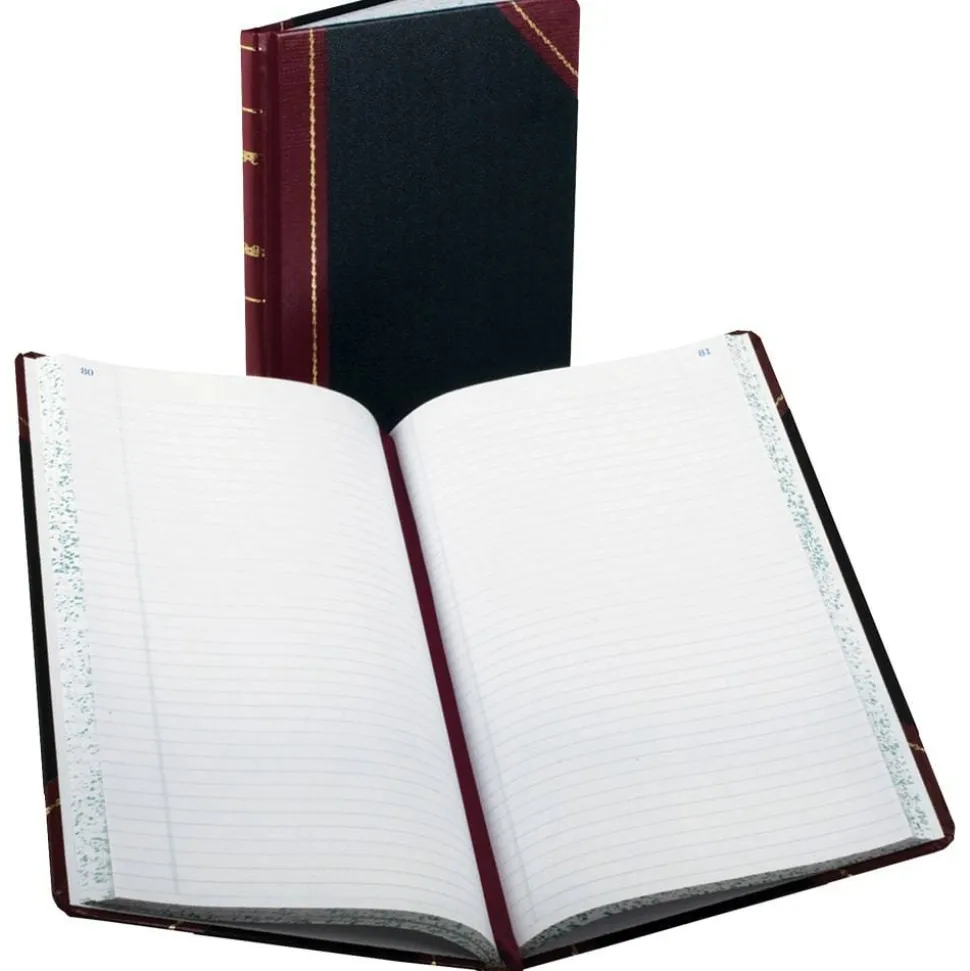 Boorum & Pease Account Record Book, 8 5/8" x 14 1/8", Record Ruled, 300 Pages, Black/Red