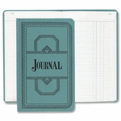 Boorum & Pease Canvas Account Book, Record, 16 Lb., 12 1/8" x 7 5/8", 500 Pages, Blue