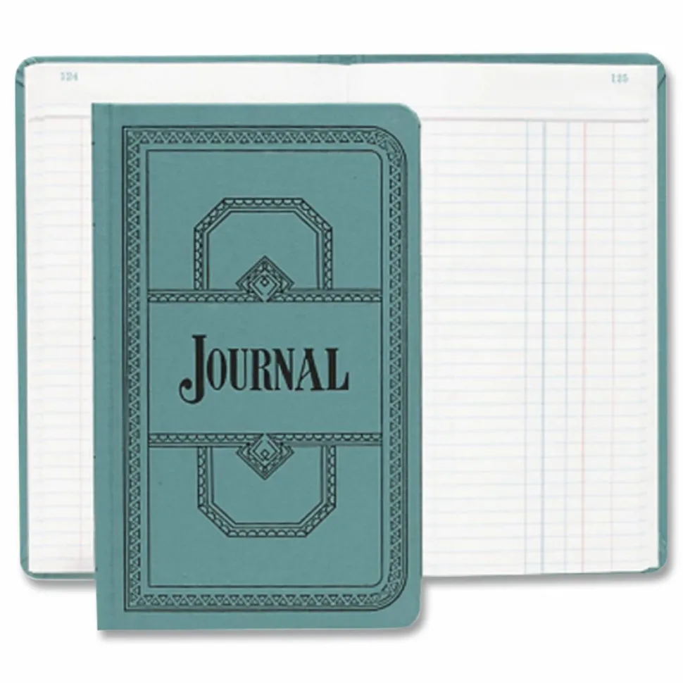 Boorum & Pease Canvas Account Book, Record, 16 Lb., 12 1/8" x 7 5/8", 500 Pages, Blue