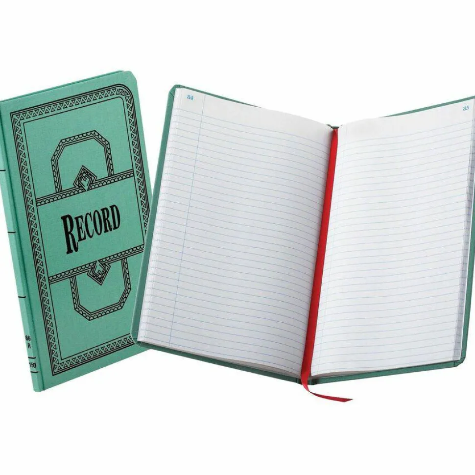 Boorum & Pease Canvas Account Book, Record, 16 Lb., 12 1/8" x 7 5/8", 500 Pages, Blue
