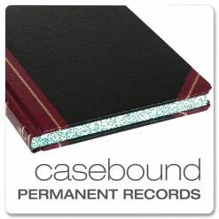Boorum & Pease Record Rule Log Book, 150 Sheets, 8" x 10-7/16", Black/Red