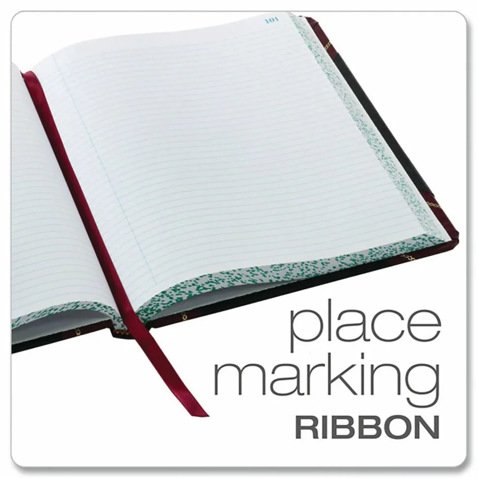 Boorum & Pease Record Rule Log Book, 150 Sheets, 8" x 10-7/16", Black/Red