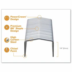 Bostitch B8 PowerCrown Premium Staples, 1/4" Size, Box Of 5,000
