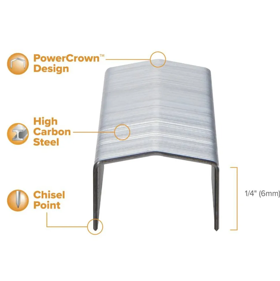 Bostitch B8 PowerCrown Premium Staples, 1/4" Size, Box Of 5,000